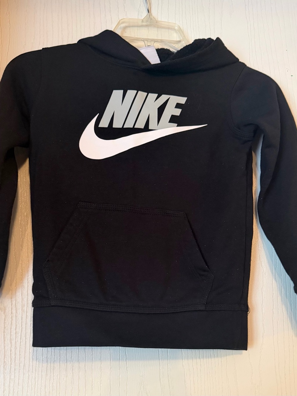 Nike Black Hoodie with White and Gray Swoosh Logo